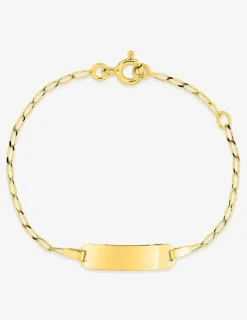 Gourmette bébé maille cheval et plaque rectangle 5 mm or jaune 750‰ SO OR
