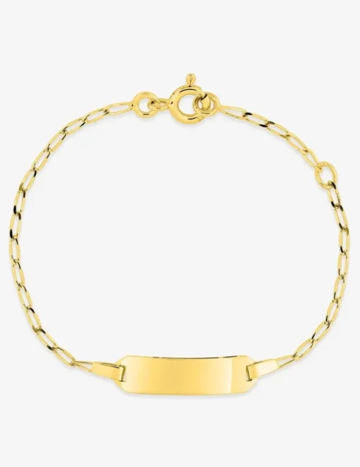 Gourmette bébé maille cheval et plaque rectangle 5 mm or jaune 750‰ SO OR