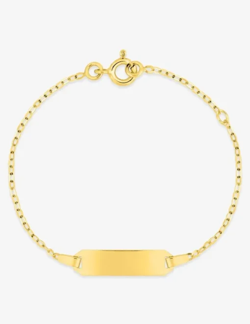 Gourmette bébé maille forçat et plaque rectangle 5 mm or jaune 750‰ SO OR