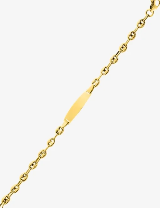 Gourmette bébé maille grain de café et plaque ovale or jaune 750‰ SO OR