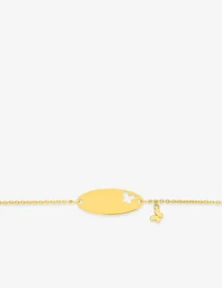 Gourmette bébé or jaune 750 ‰ maille forçat plaque fantaisie papillon SO OR