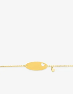 Gourmette bébé or jaune 750 ‰ maille forçat plaque fantaisie SO OR