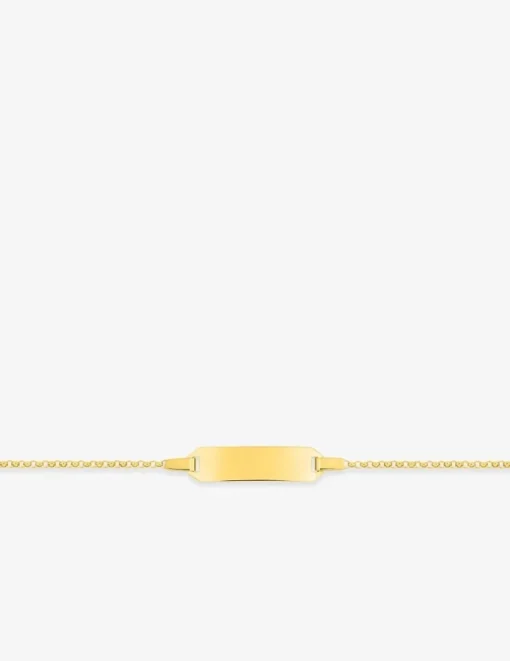 Gourmette bébé or jaune 750 ‰ plaque rectangle chaîne jaseron SO OR