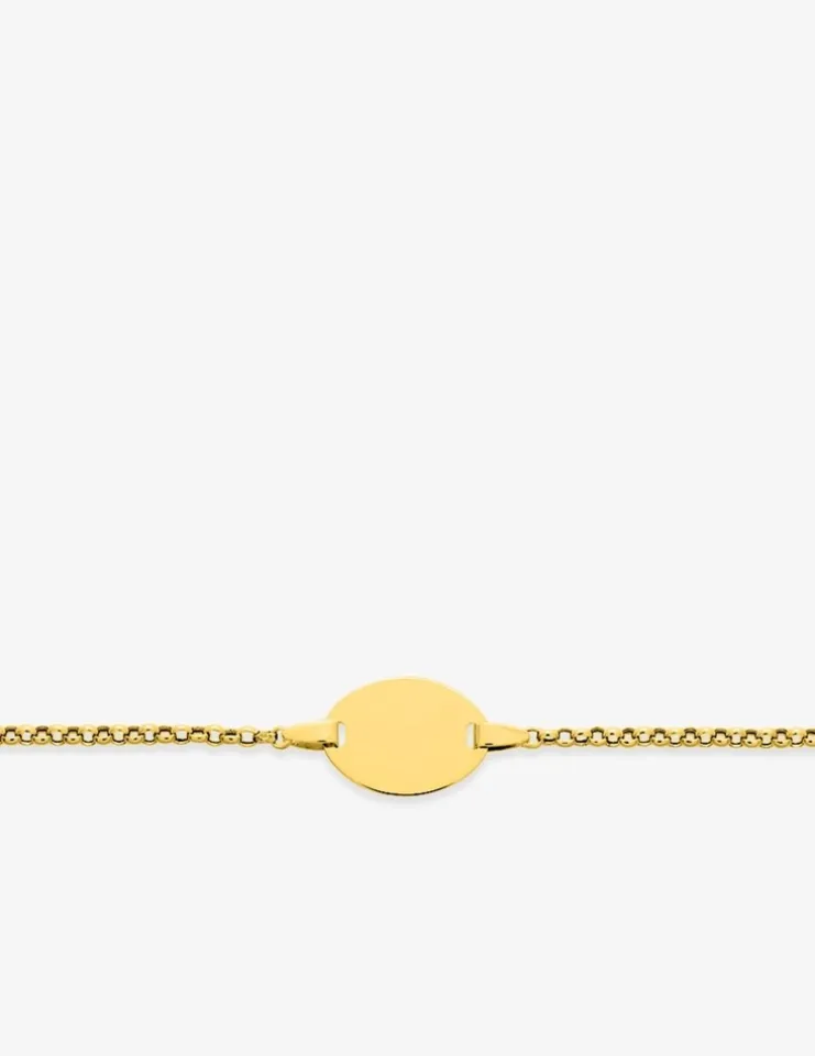 Gourmette bébé or jaune 750 ‰ plaque ovale et chaîne jaseron SO OR