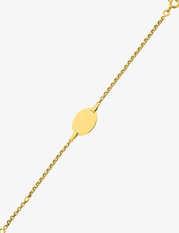 Gourmette bébé or jaune 750 ‰ plaque ovale et chaîne jaseron SO OR