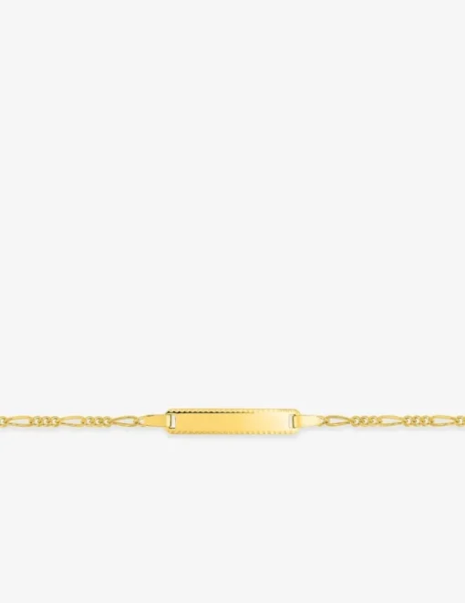 Gourmette bébé or jaune 750 ‰ plaque lapidée rectangle SO OR