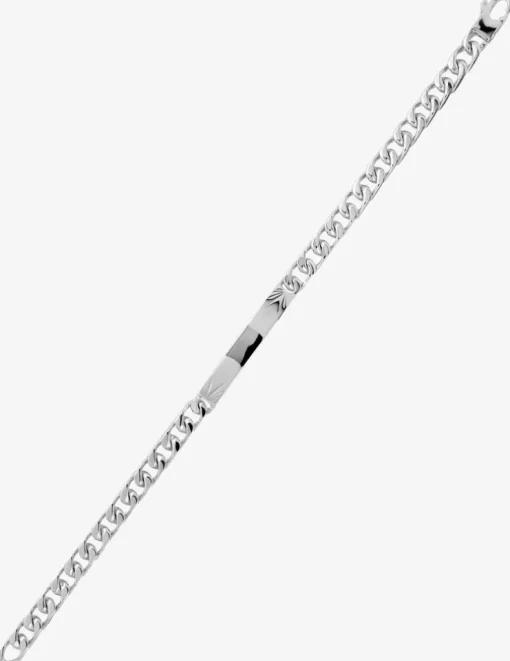 Gourmette identité en argent 925 ‰ rhodié avec plaque fantaisie SO OR