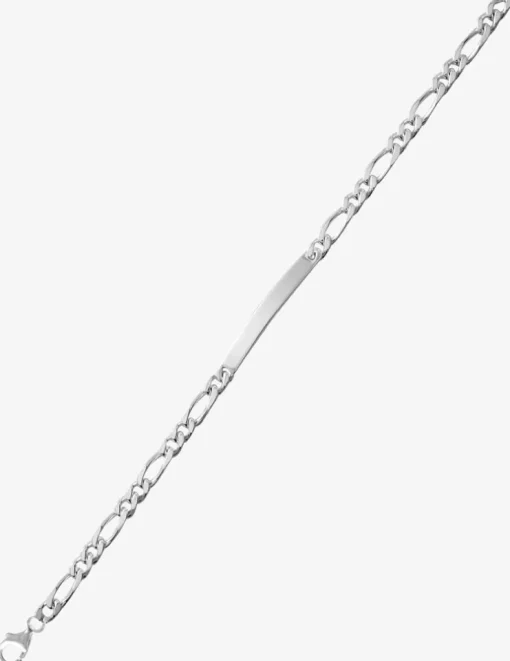 Gourmette maille alternée 1+2 et plaque 4 mm argent 925‰ rhodié SO OR
