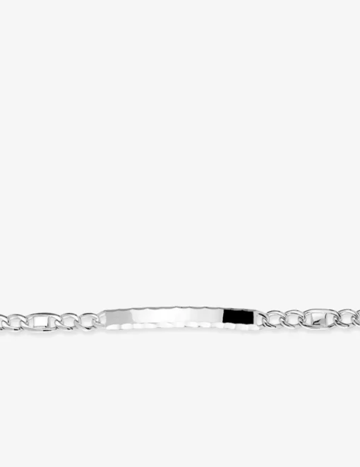 Gourmette maille alternée 1+3 et plaque fantaisie 4 mm argent 925‰ rhodié SO OR