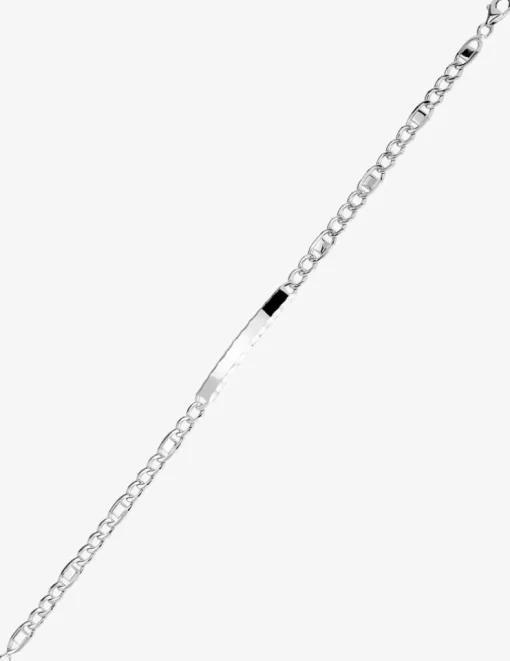 Gourmette maille alternée 1+3 et plaque fantaisie 4 mm argent 925‰ rhodié SO OR