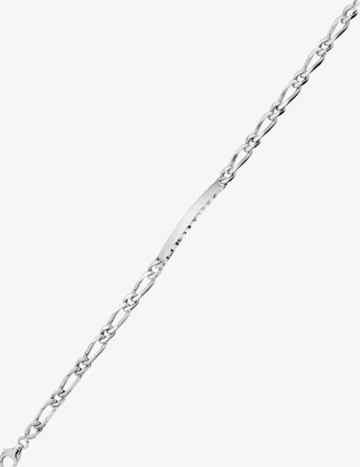 Gourmette maille alternée 1+1 et plaque fantaisie 4 mm argent 925‰ rhodié SO OR