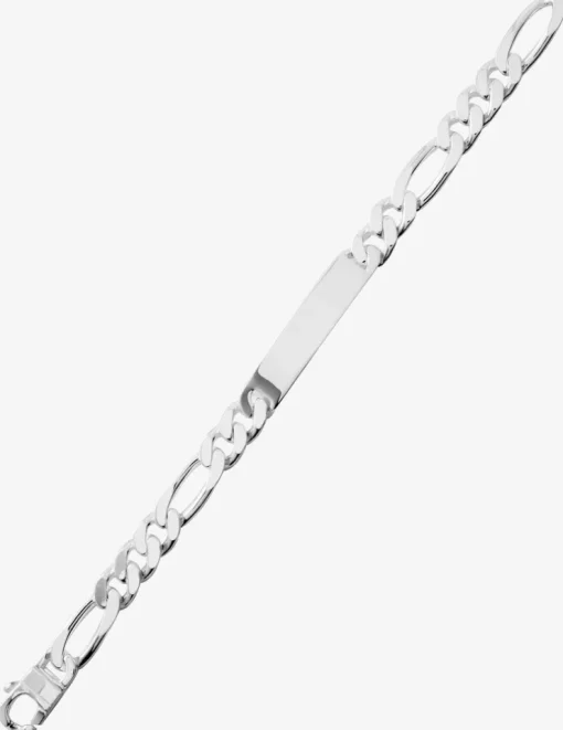 Gourmette maille alternée 1+3 et plaque 10 mm argent 925‰ rhodié SO OR