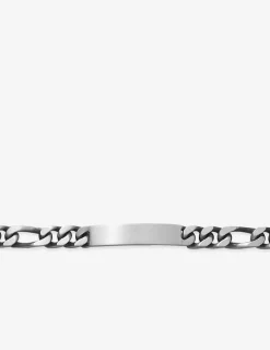 Gourmette maille alternée 1+3 et plaque rectangle 8 mm argent 925‰ vieilli SO OR