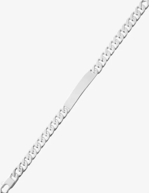 Gourmette plaque rectangle 8 mm argent 925‰ rhodié SO OR