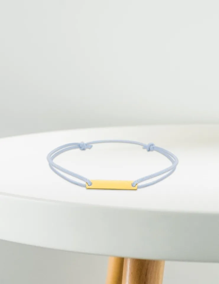 Identité cordon cyan et plaque en or jaune 375 ‰ SO OR