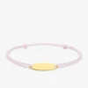 Identité cordon rose motif plaque en or jaune 375 ‰ SO OR