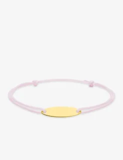 Identité cordon rose motif plaque en or jaune 375 ‰ SO OR