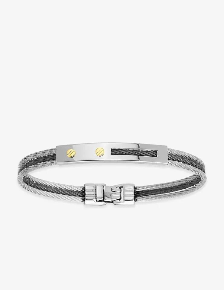 Jonc câble acier et or jaune 750 ‰ 5 mm SO OR