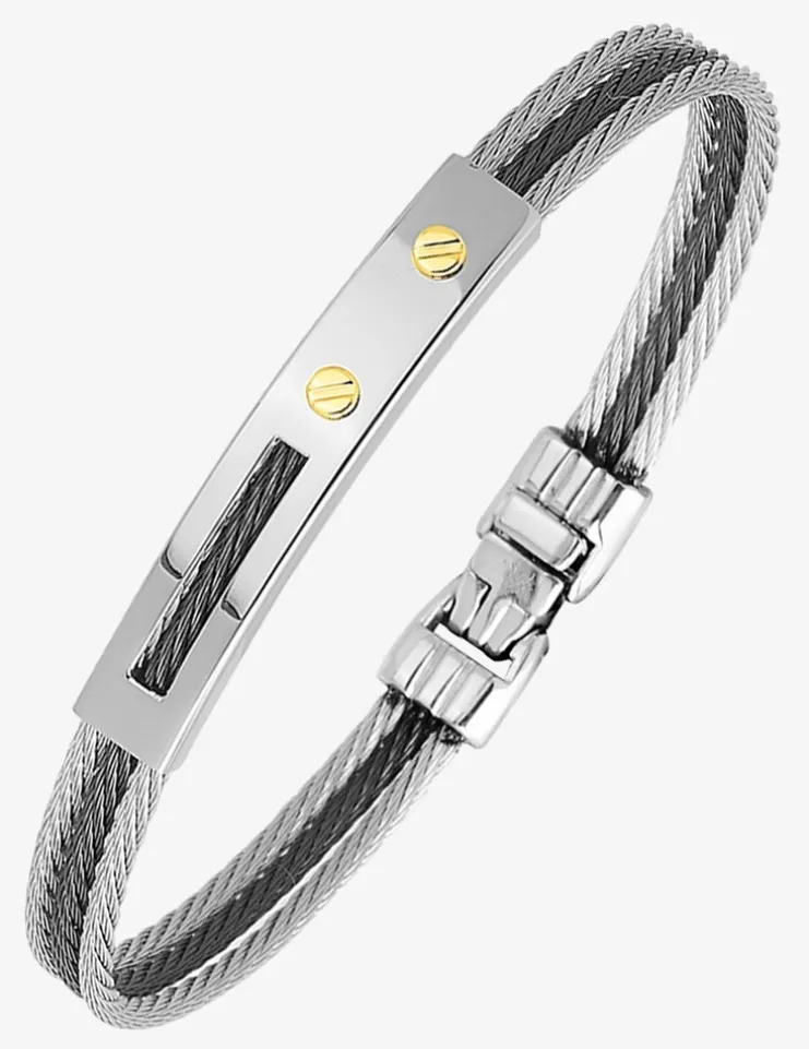 Jonc câble acier et or jaune 750 ‰ 5 mm SO OR