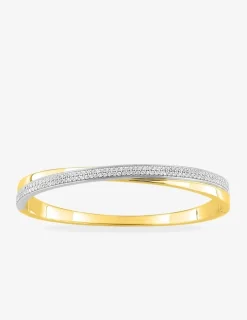 Jonc fantaisie ouvrant plaqué or, oxyde de zirconium et rhodium SO OR