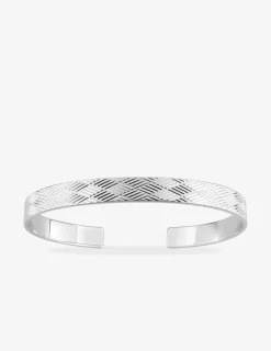Jonc ouvert argent 925 ‰ rhodié avec un motif géométrique SO OR
