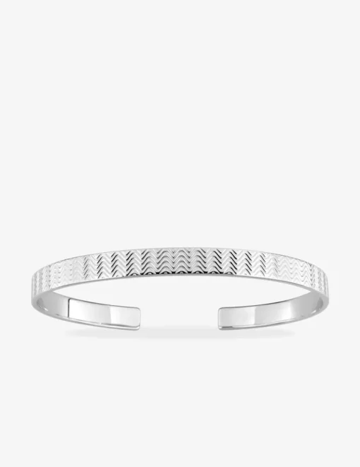 Jonc ouvert argent 925 ‰ rhodié avec motif vague SO OR