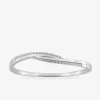 Jonc ouvrant argent 925 ‰ rhodié et oxyde de zirconium forme vague SO OR