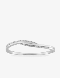 Jonc ouvrant argent 925 ‰ rhodié et oxyde de zirconium forme vague SO OR
