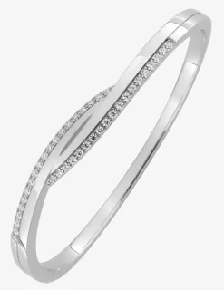 Jonc ouvrant argent 925 ‰ rhodié et oxyde de zirconium forme vague SO OR
