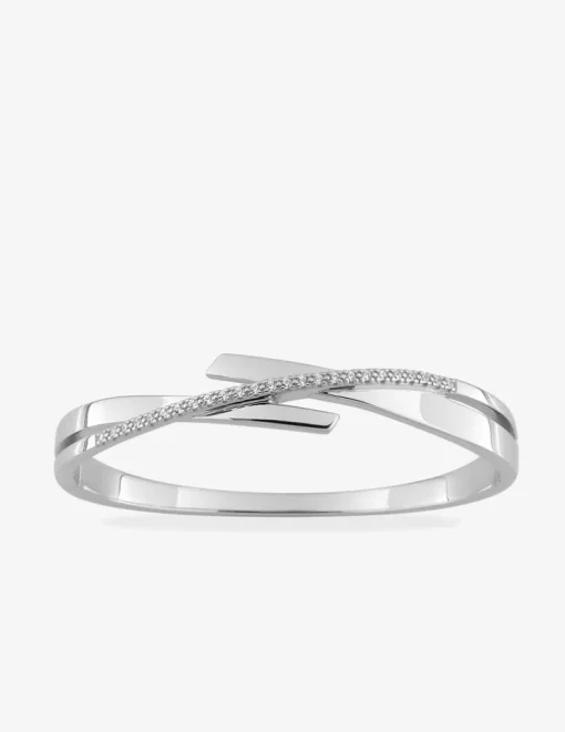 Jonc ouvrant argent 925 ‰ rhodié et oxyde de zirconium SO OR
