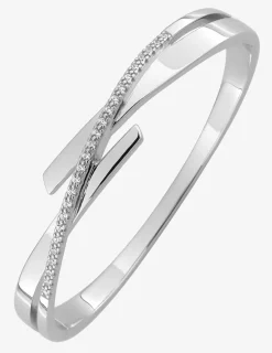 Jonc ouvrant argent 925 ‰ rhodié et oxyde de zirconium SO OR