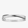 Jonc ouvrant argent 925 ‰ rhodié et oxyde de zirconium blanc et noir SO OR
