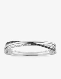 Jonc ouvrant argent 925 ‰ rhodié et oxyde de zirconium blanc et noir SO OR