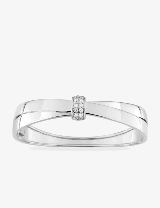 Jonc ouvrant argent 925 ‰ rhodié et motif fantaisie oxyde de zirconium SO OR