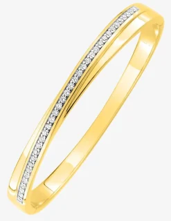 Jonc ouvrant croisé en plaqué or, oxyde de zirconium et rhodium SO OR