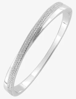 Jonc ouvrant fantaisie argent 925 ‰ rhodié et oxyde de zirconium SO OR