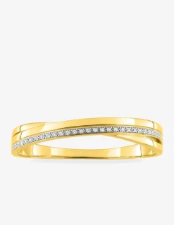 Jonc ouvrant plaqué or, oxyde de zirconium et rhodium largeur 10 mm SO OR