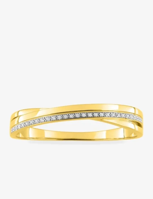 Jonc ouvrant plaqué or, oxyde de zirconium et rhodium largeur 10 mm SO OR