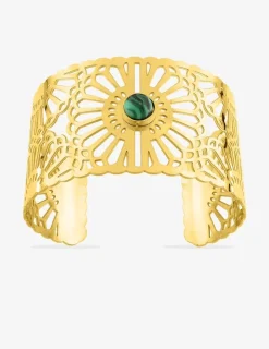 Manchette acier doré et malachite SO OR