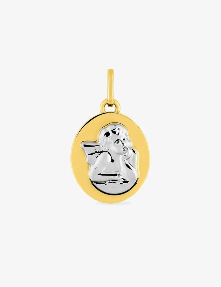 Médaille ange bicolore en or 375 ‰ SO OR