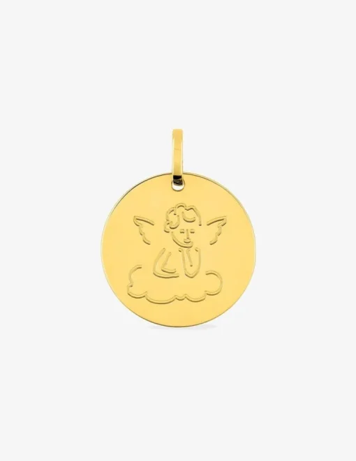 Médaille dessin ange or jaune 375‰ SO OR