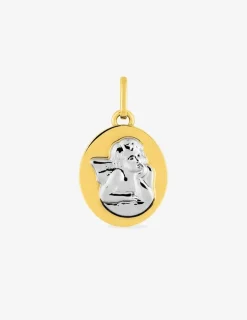 Médaille ovale ange plaqué or et rhodium SO OR