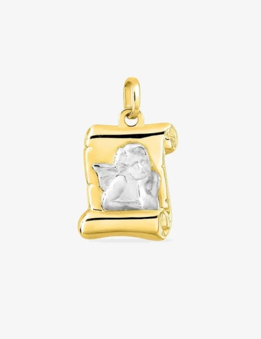 Médaille parchemin ange plaqué or et rhodium SO OR