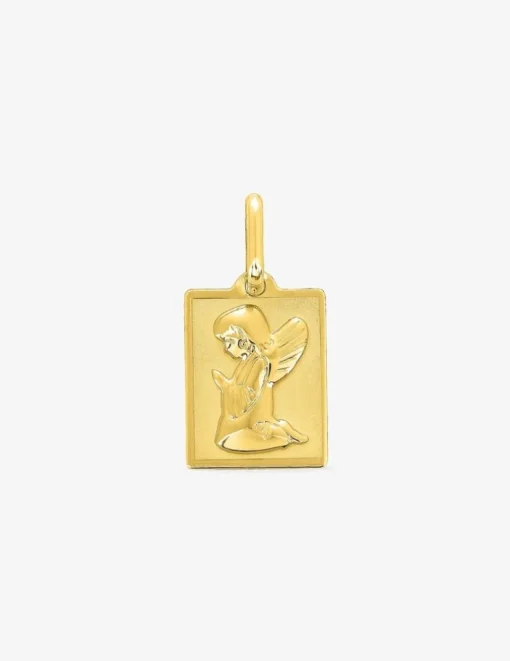 Médaille rectangle ange or jaune 375‰ SO OR