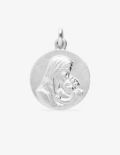 Médaille ronde Vierge à l'enfant argent 925‰ rhodié SO OR