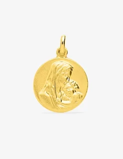 Médaille vierge à l'enfant or jaune 750‰ SO OR