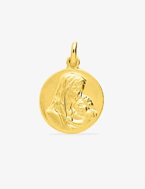 Médaille vierge à l'enfant or jaune 750‰ SO OR
