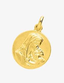 Médaille vierge à l'enfant or jaune 750‰ SO OR