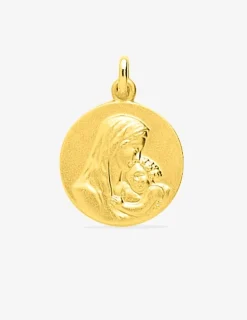 Médaille vierge à l'enfant or jaune 750‰ 17 mm SO OR