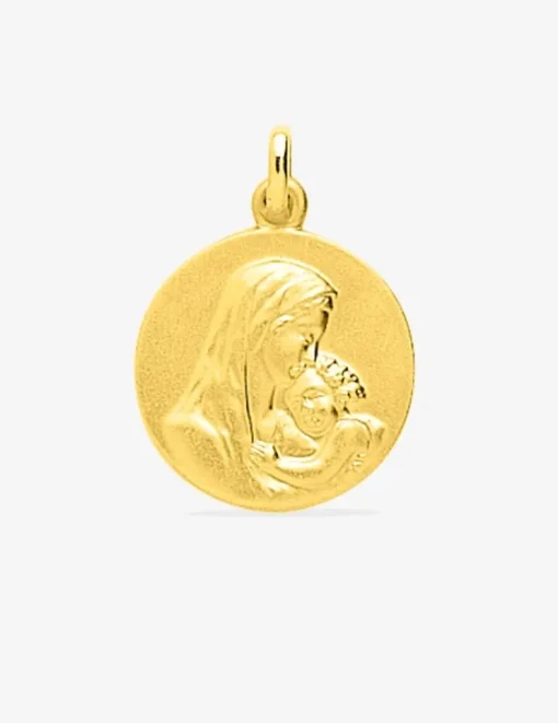 Médaille vierge à l'enfant or jaune 750‰ 17 mm SO OR
